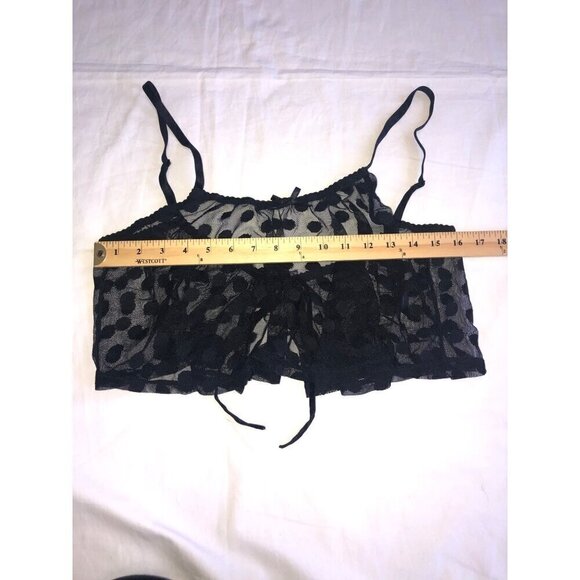 Nasty Gal S/M Lingerie Black Net Polka Dot Cut Out Cropped Sheer Goth - Picture 4 of 6